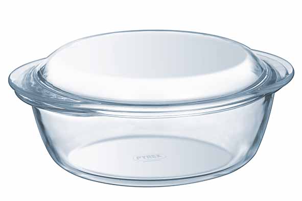 Pyrex Plat rond D24cm +couv. 1,6 L